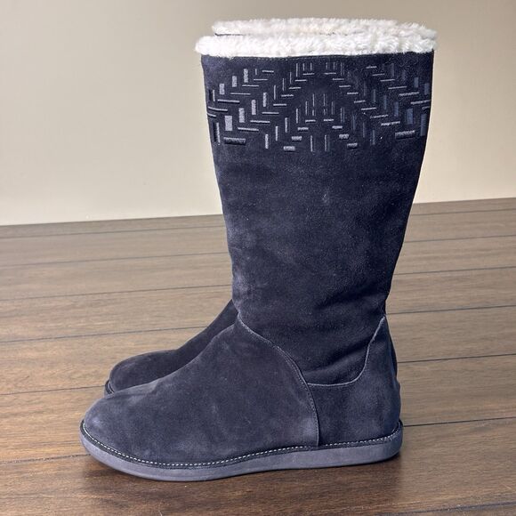 Cole Haan Womens Black Suede Tall Sherpa Lined Waterproof Boot 9 B - NEW! - Picture 5 of 7